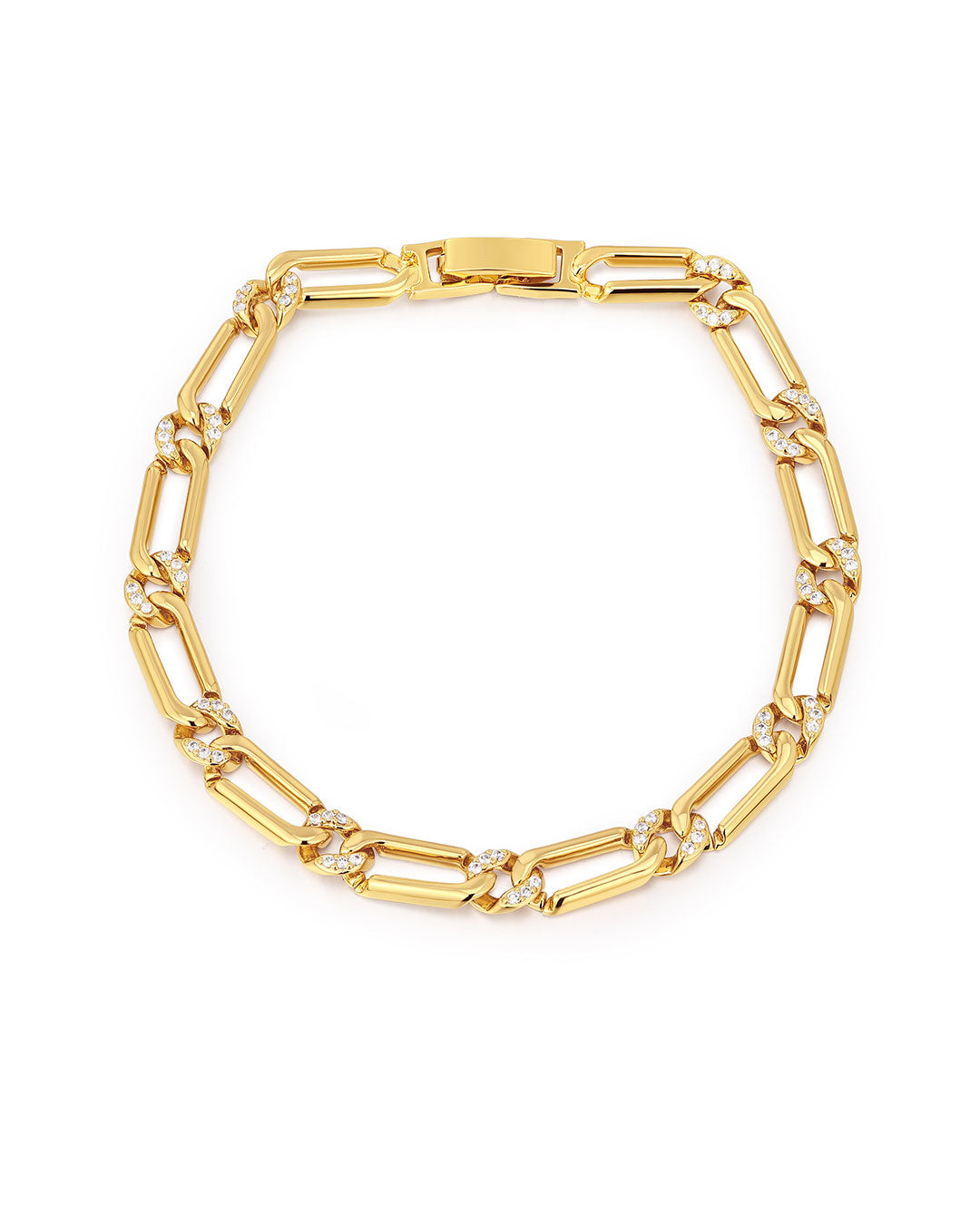Two-Tone Pavé Link Bracelet in Gold