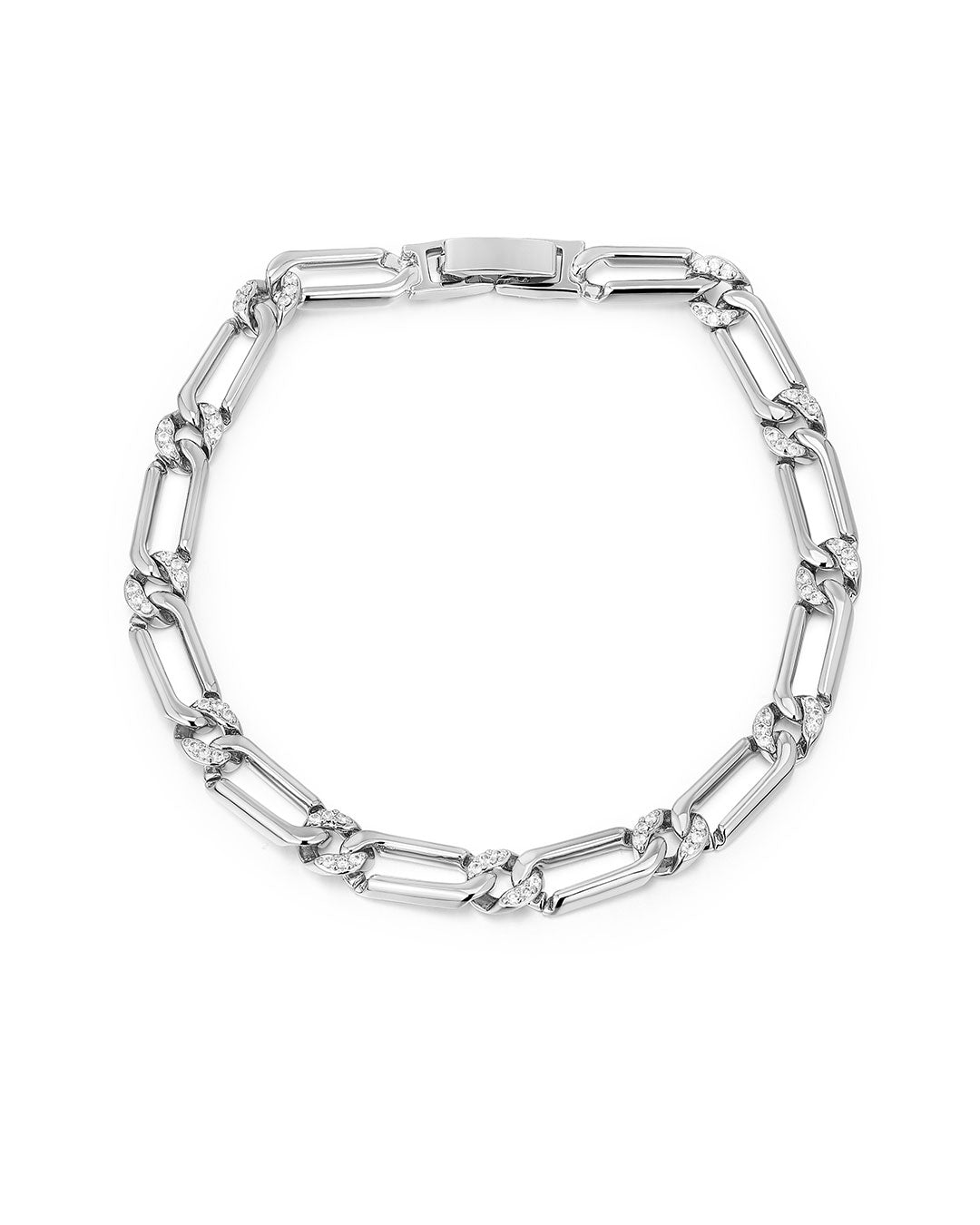 Two-Tone Pavé Link Bracelet in Silver — alternate view