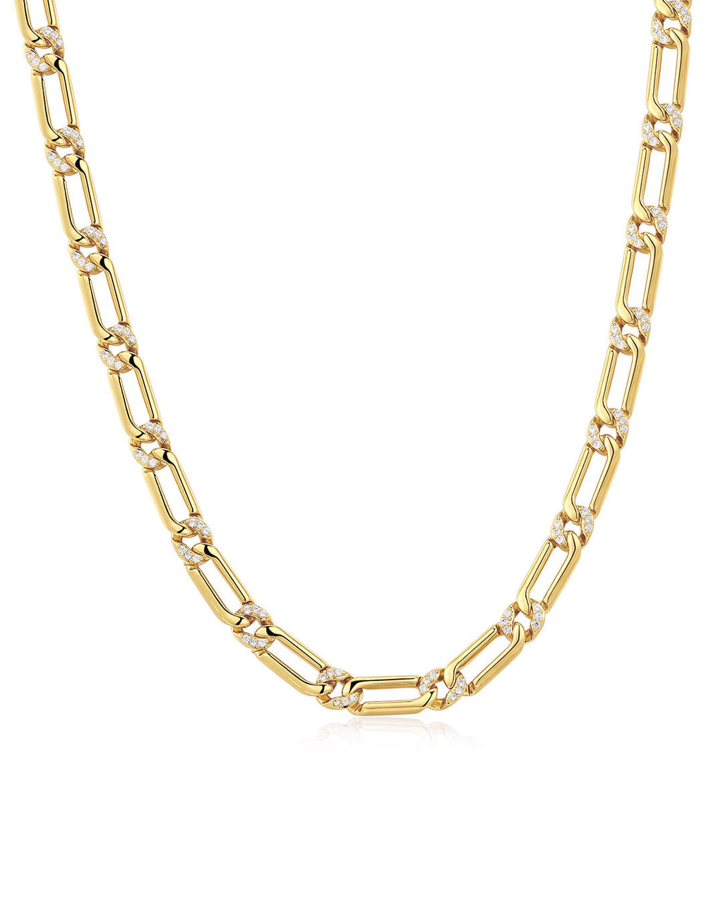 Two-Tone Pavé Link Necklace in Gold