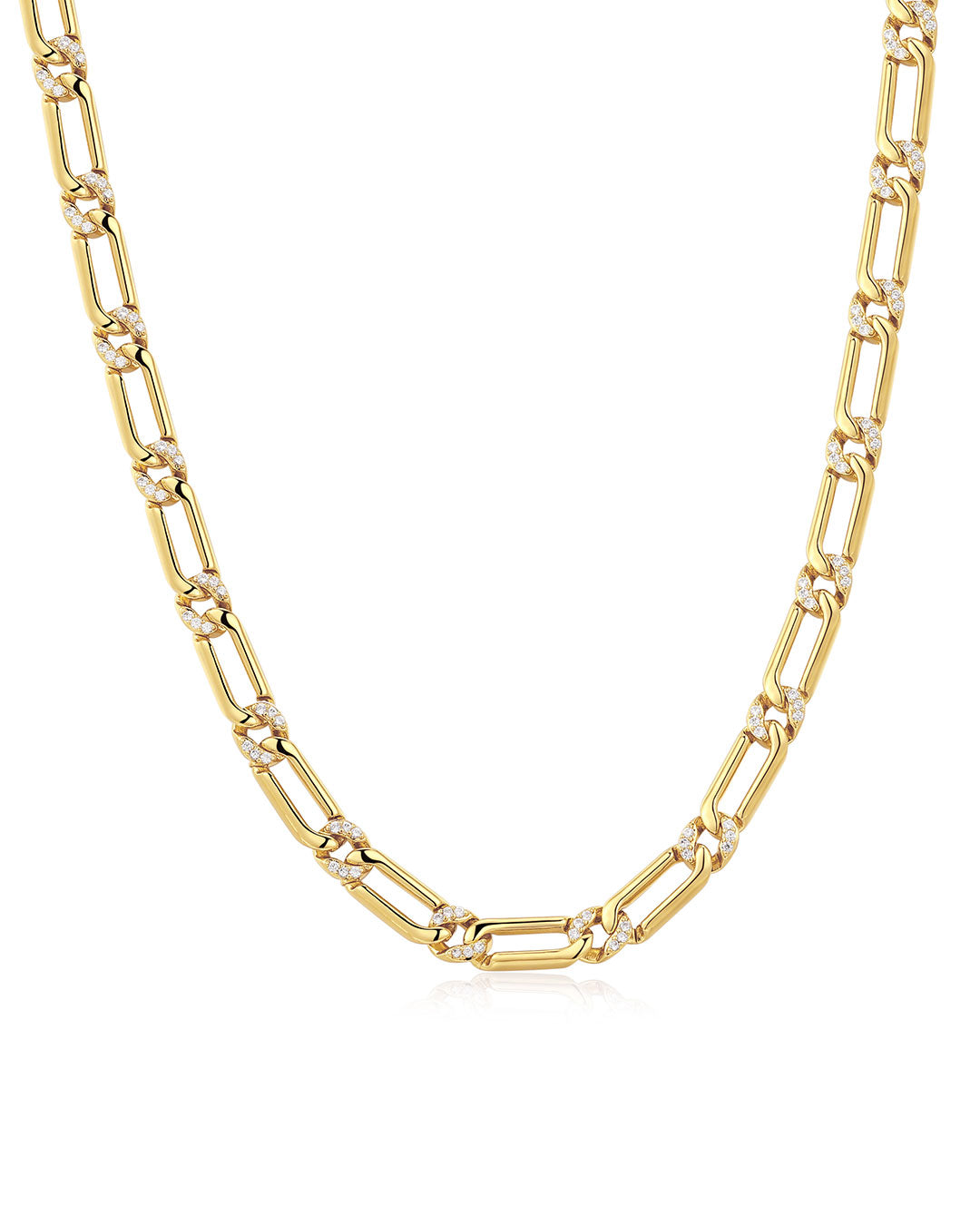 Two-Tone Pavé Link Necklace in Gold
