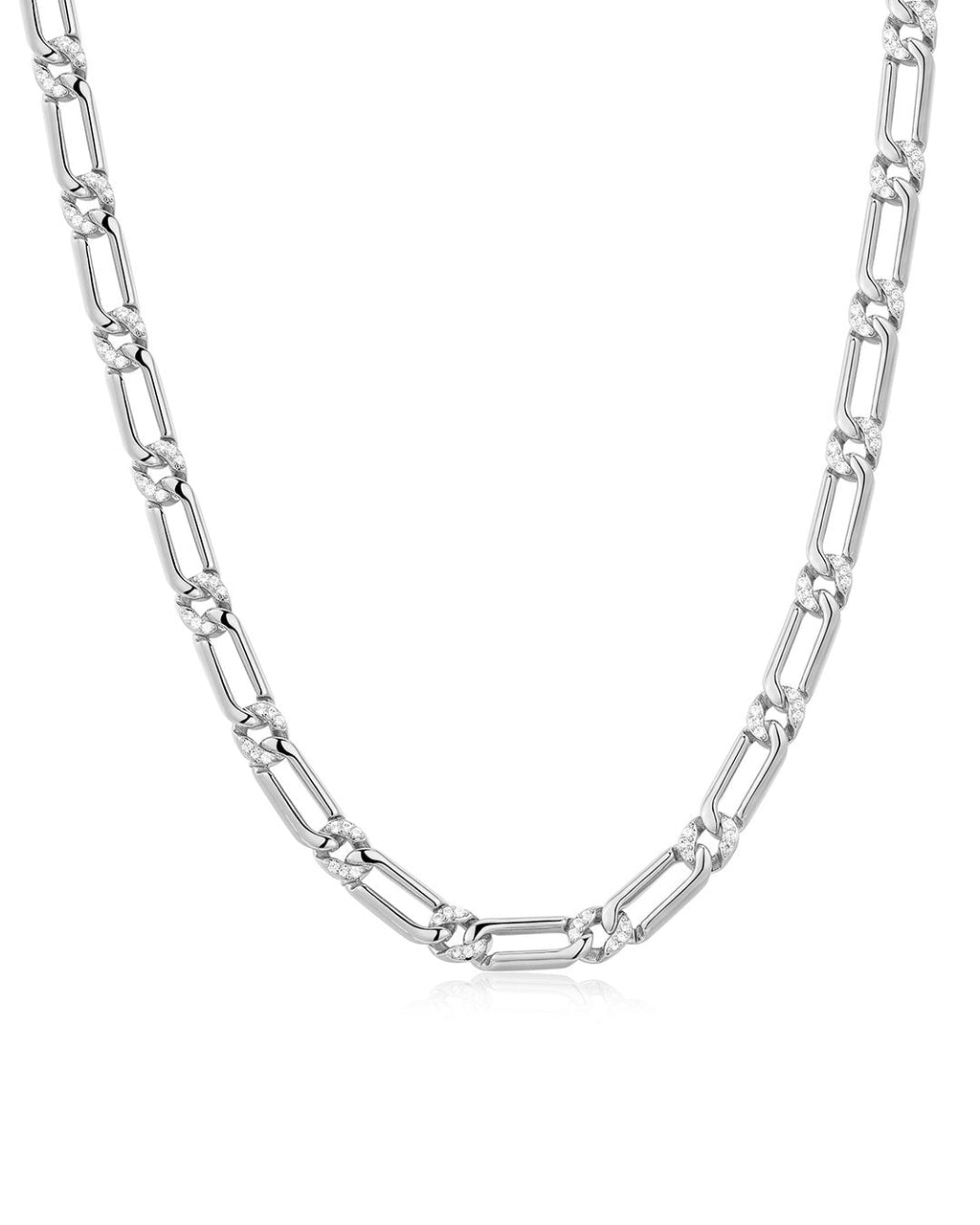 Two-Tone Pavé Link Necklace in Silver — alternate view