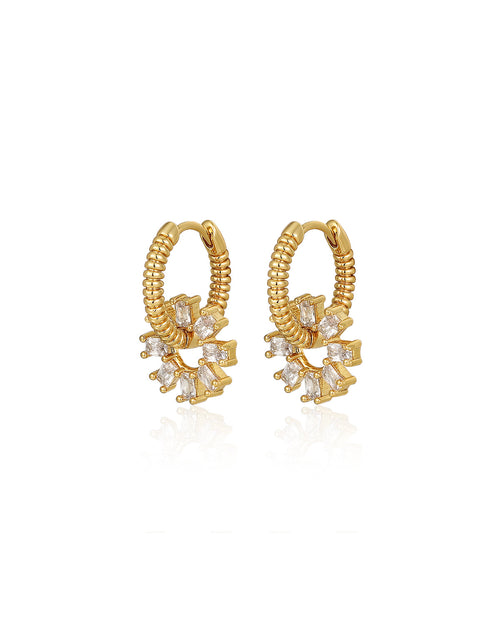 Baguette Washer Huggies - Gold - Earrings
