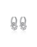 Baguette Washer Huggies - Silver - Earrings