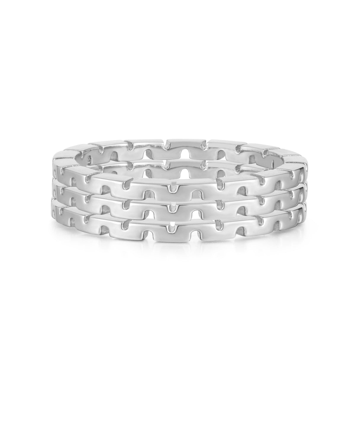 Chloe Chain Ring Set in Silver — detail view