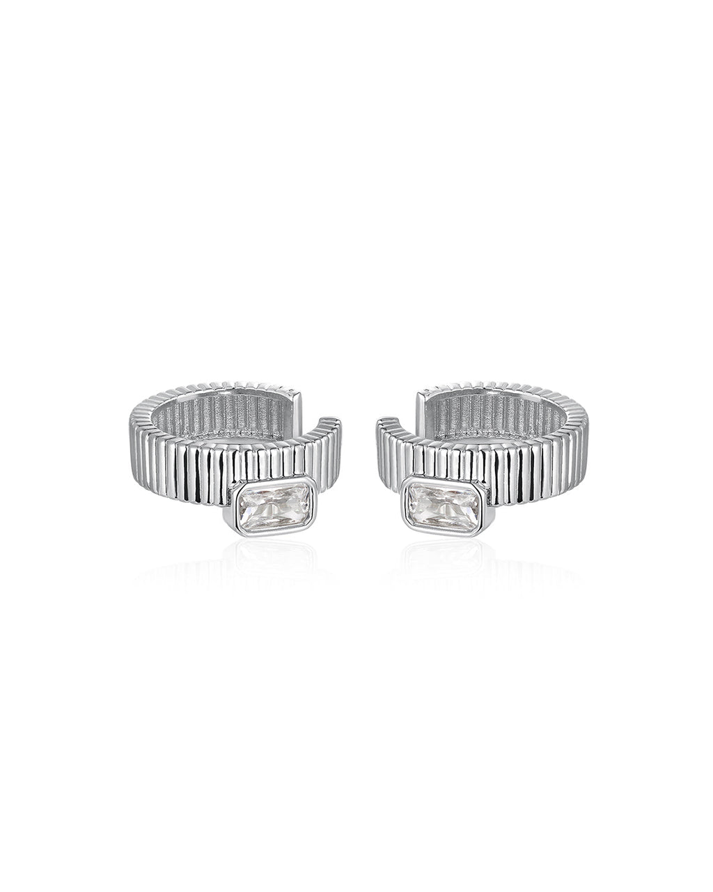Francois Ridged Ear Cuff - Silver - Earrings