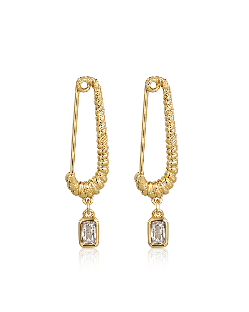 Francois Safety Pin Earrings - Gold