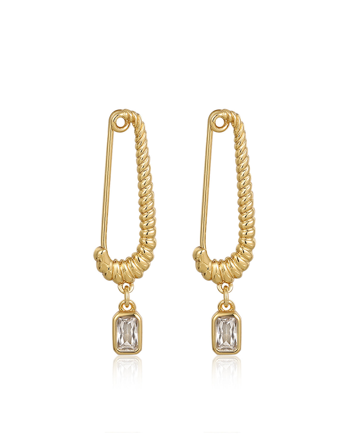 Francois Safety Pin Earrings - Gold