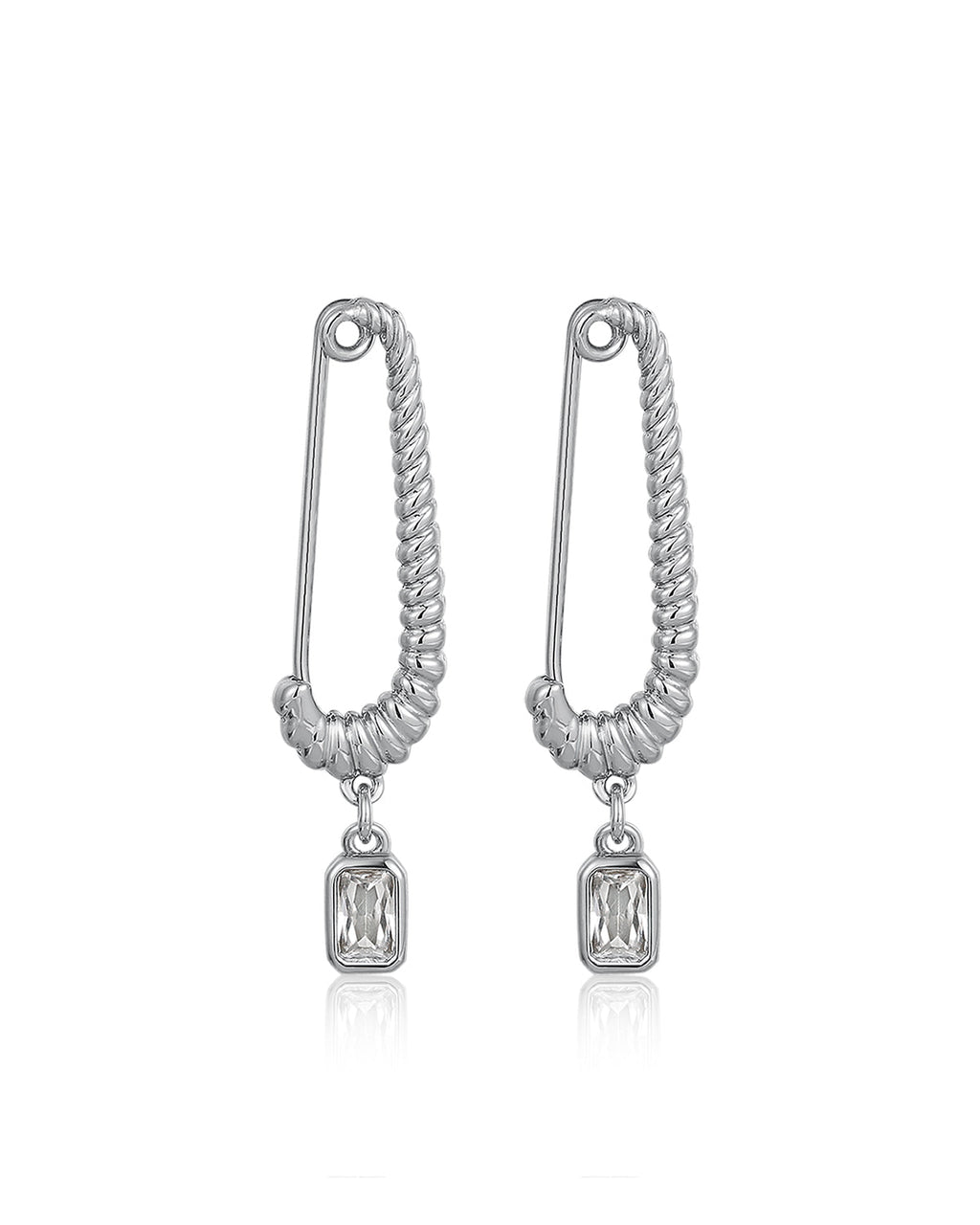 Francois Safety Pin Earrings - Silver