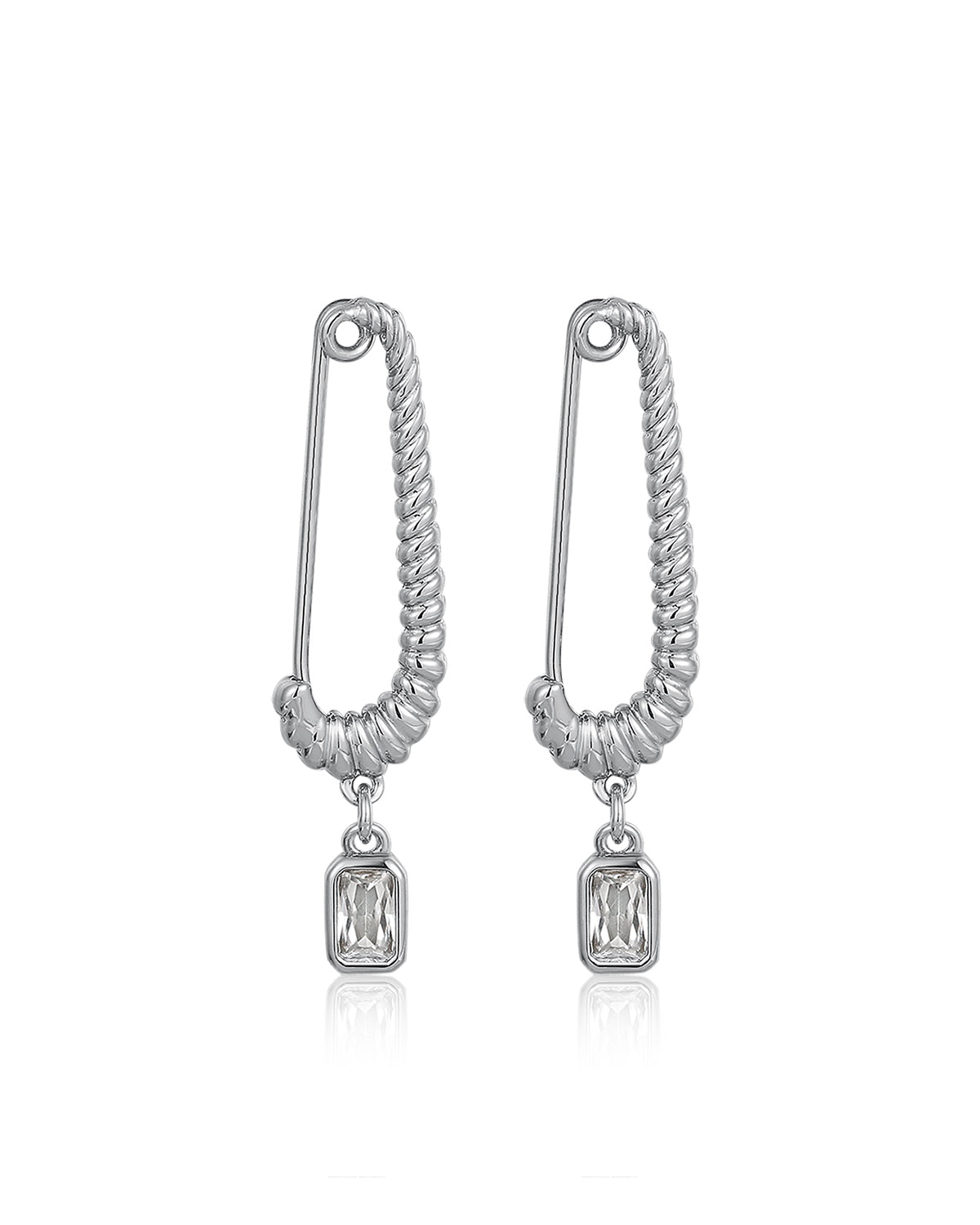 Francois Safety Pin Earrings - Silver
