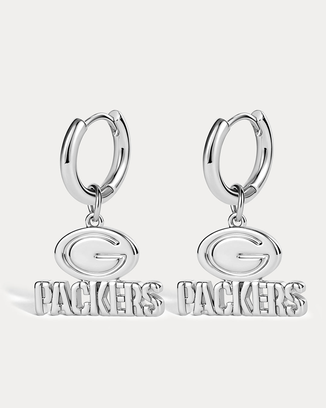 NFL Logo Charm Hoops - Silver — packaging view