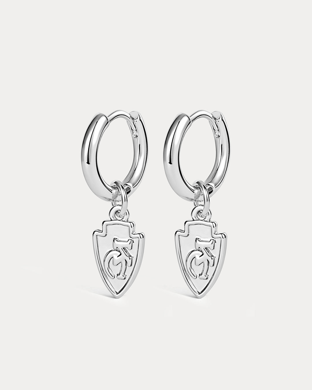 NFL Logo Charm Hoops - Silver