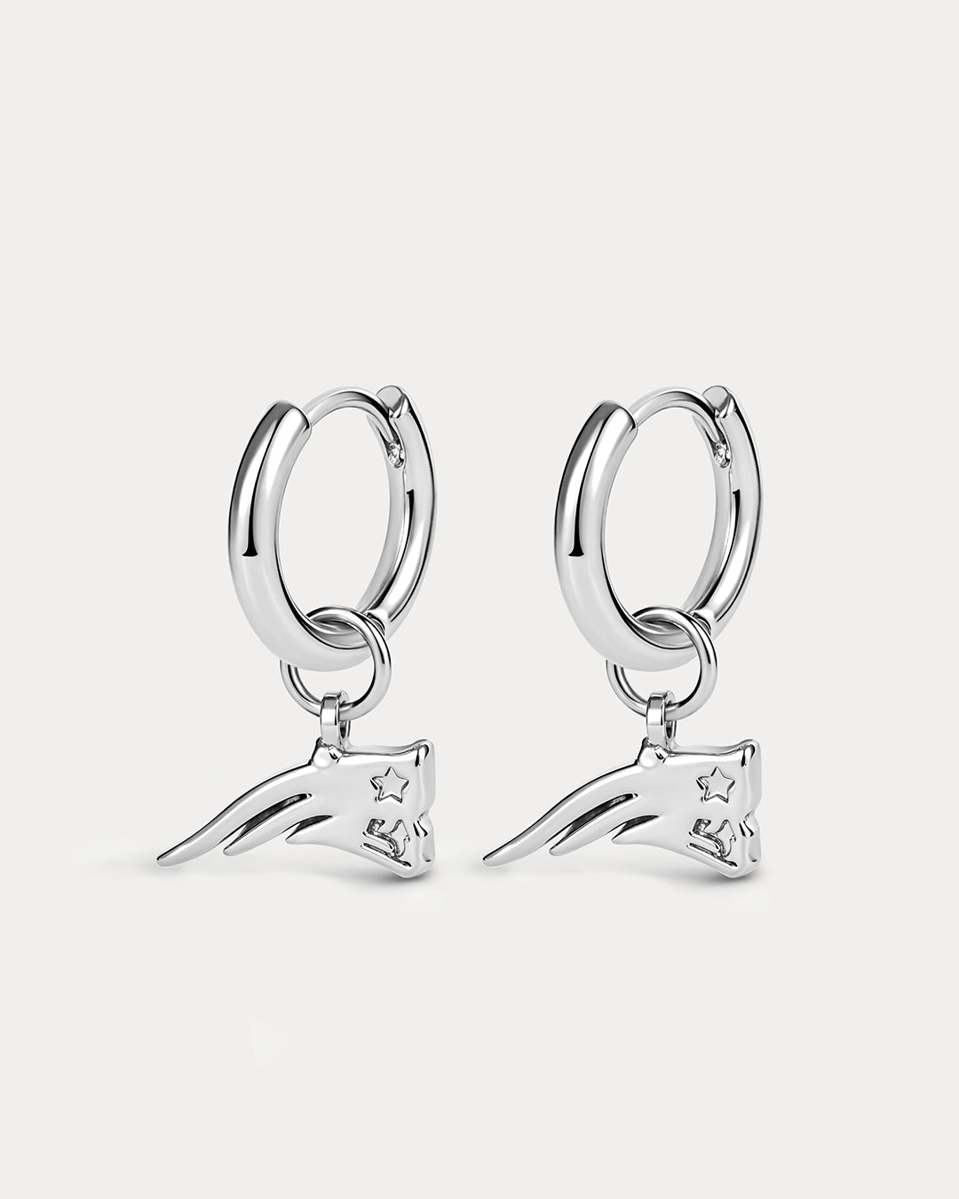 NFL Logo Charm Hoops - Silver — another angle 2