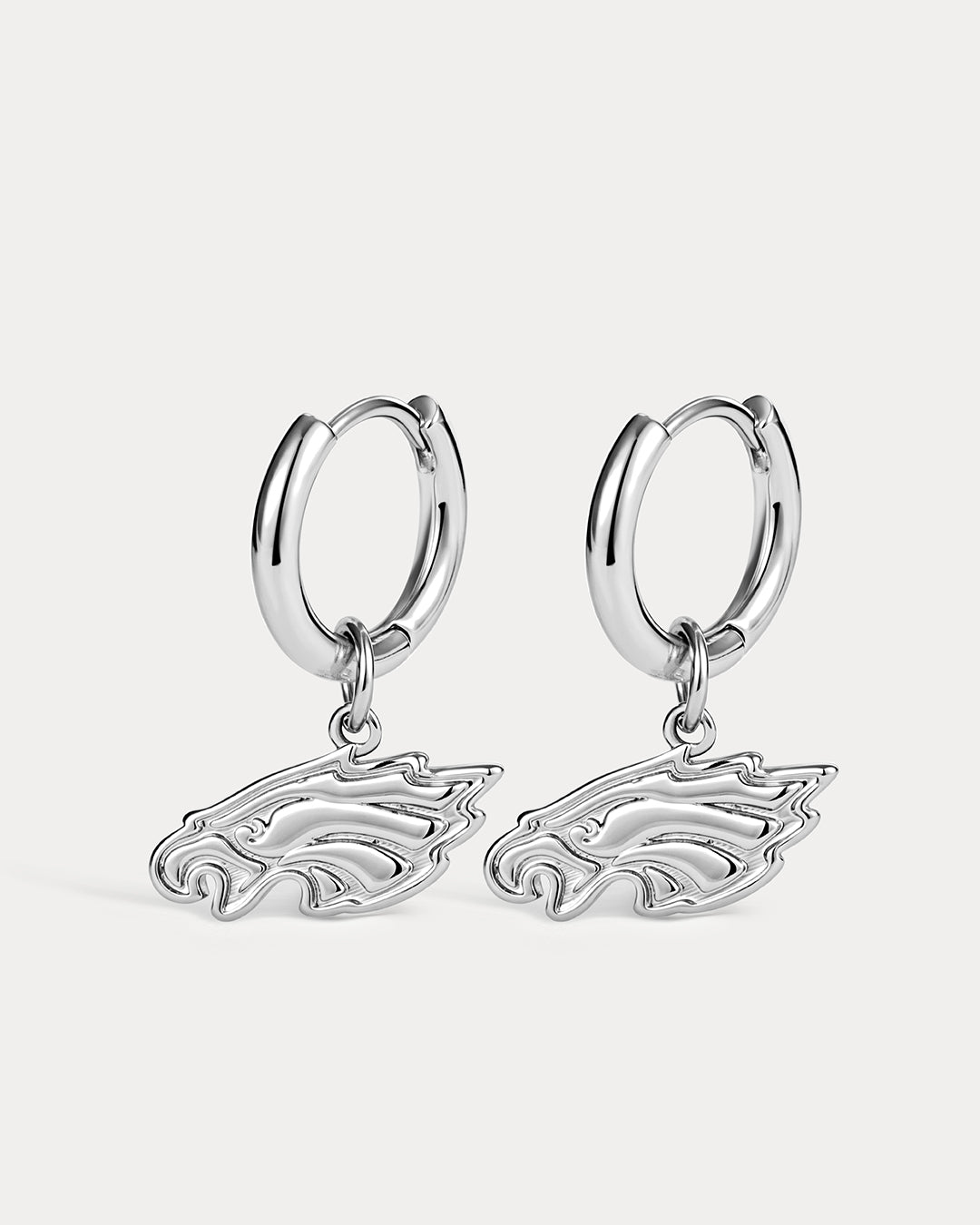 NFL Logo Charm Hoops - Silver — alternate angle 2