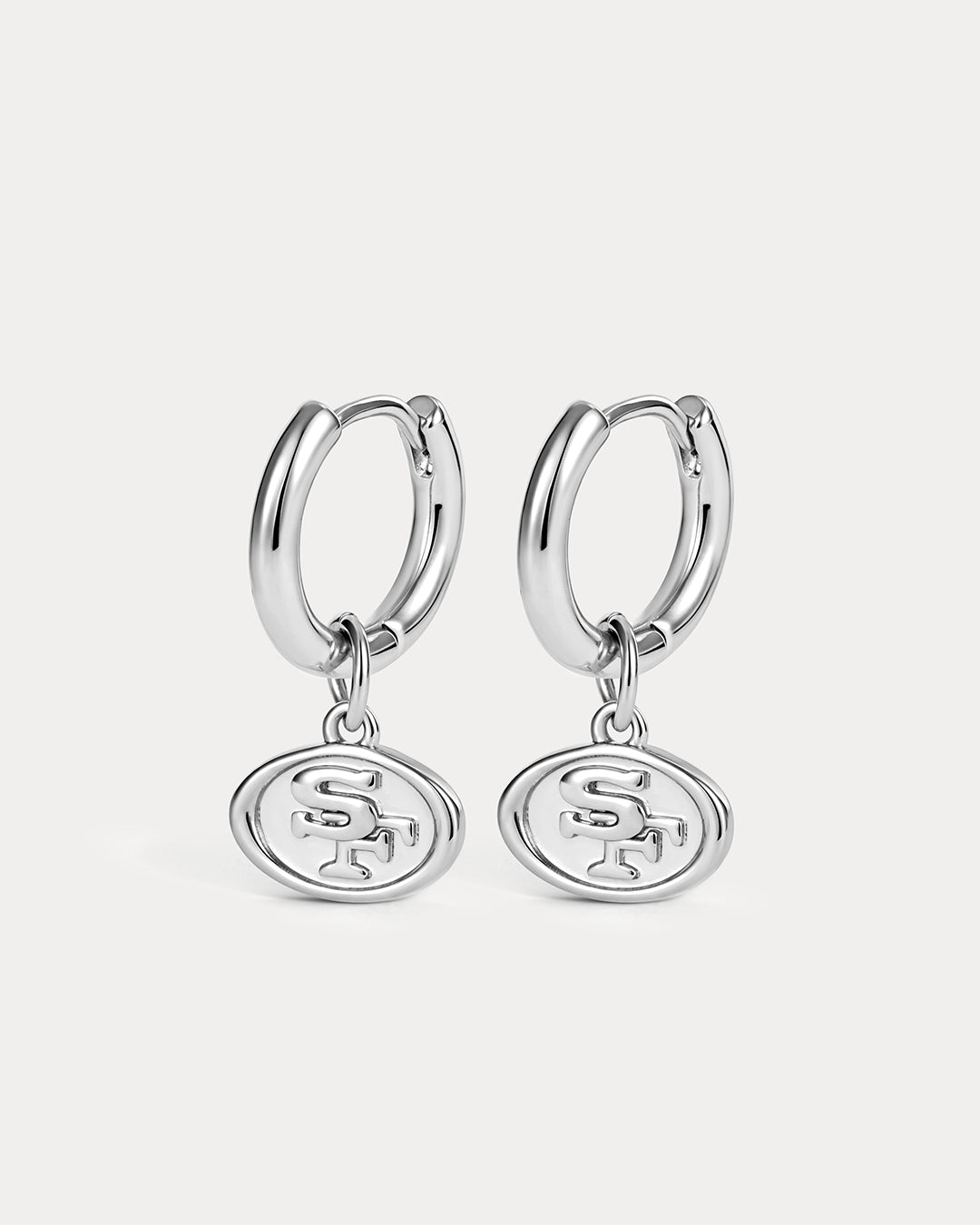 NFL Logo Charm Hoops - Silver — alternate view 3