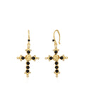 Onyx Rose Cross Hoops - Gold in Rose Gold