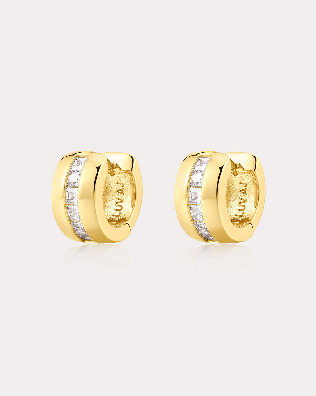 Pavé Stripe Monaco Huggies in Gold - Earrings