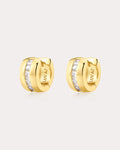 Pavé Stripe Monaco Huggies in Gold - Earrings