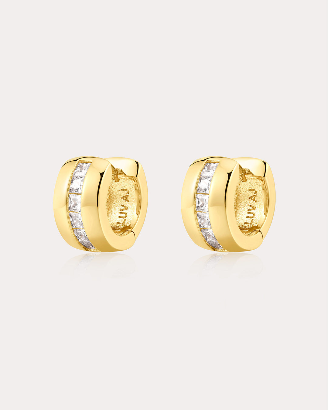 Pavé Stripe Monaco Huggies in Gold - Earrings