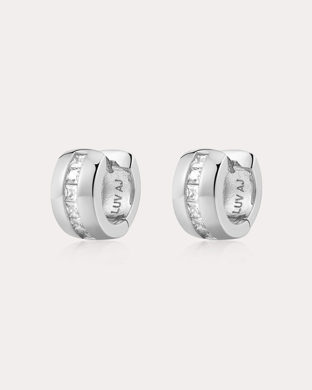 Pavé Stripe Monaco Huggies in Silver - Earrings — alternate view