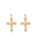 Rosa Cross Statement Earrings - Gold — hero view
