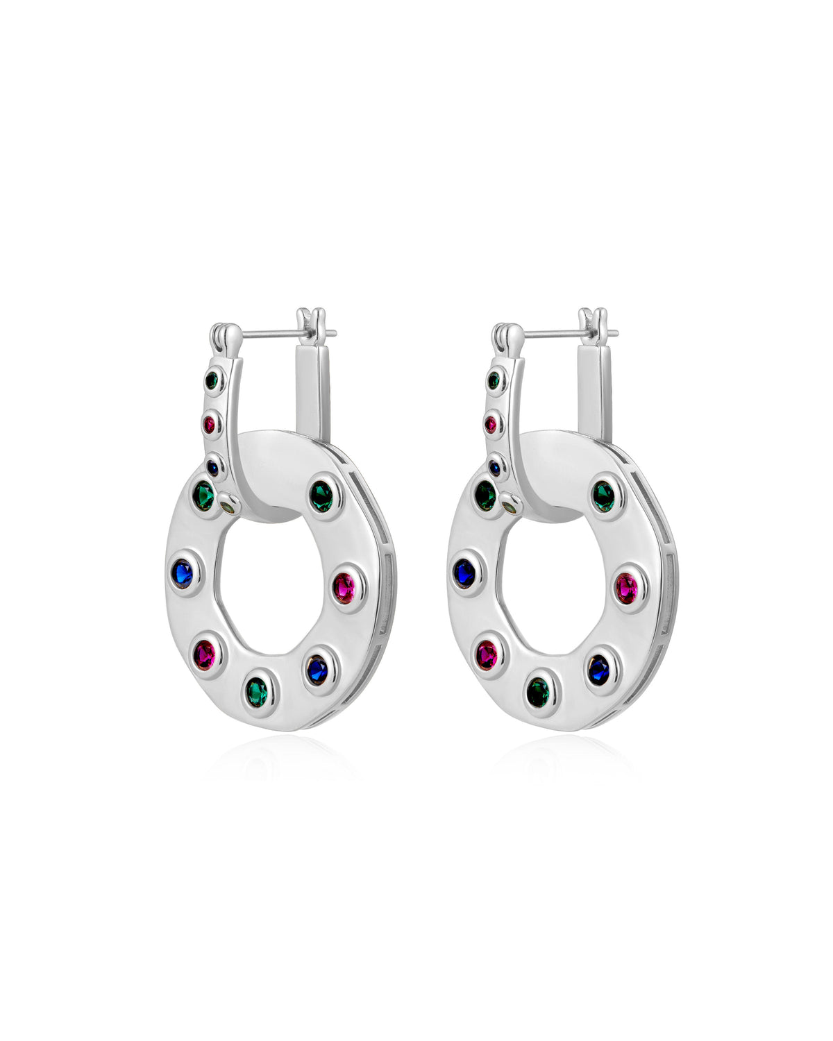 Royale Stone Statement Earrings in Silver — hero view
