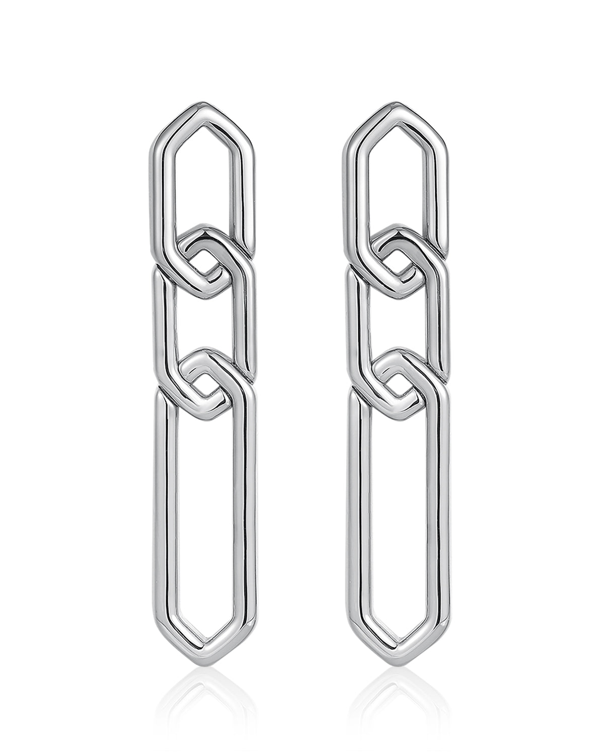 Slash Chain Studs - Silver