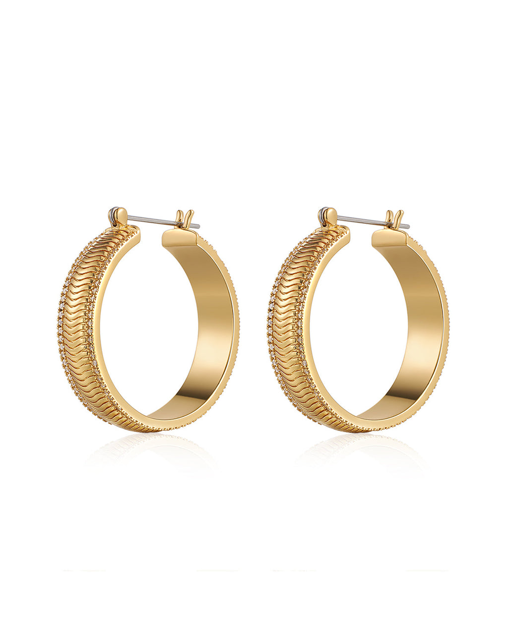 Wavey Snake Chain Hoops - Gold