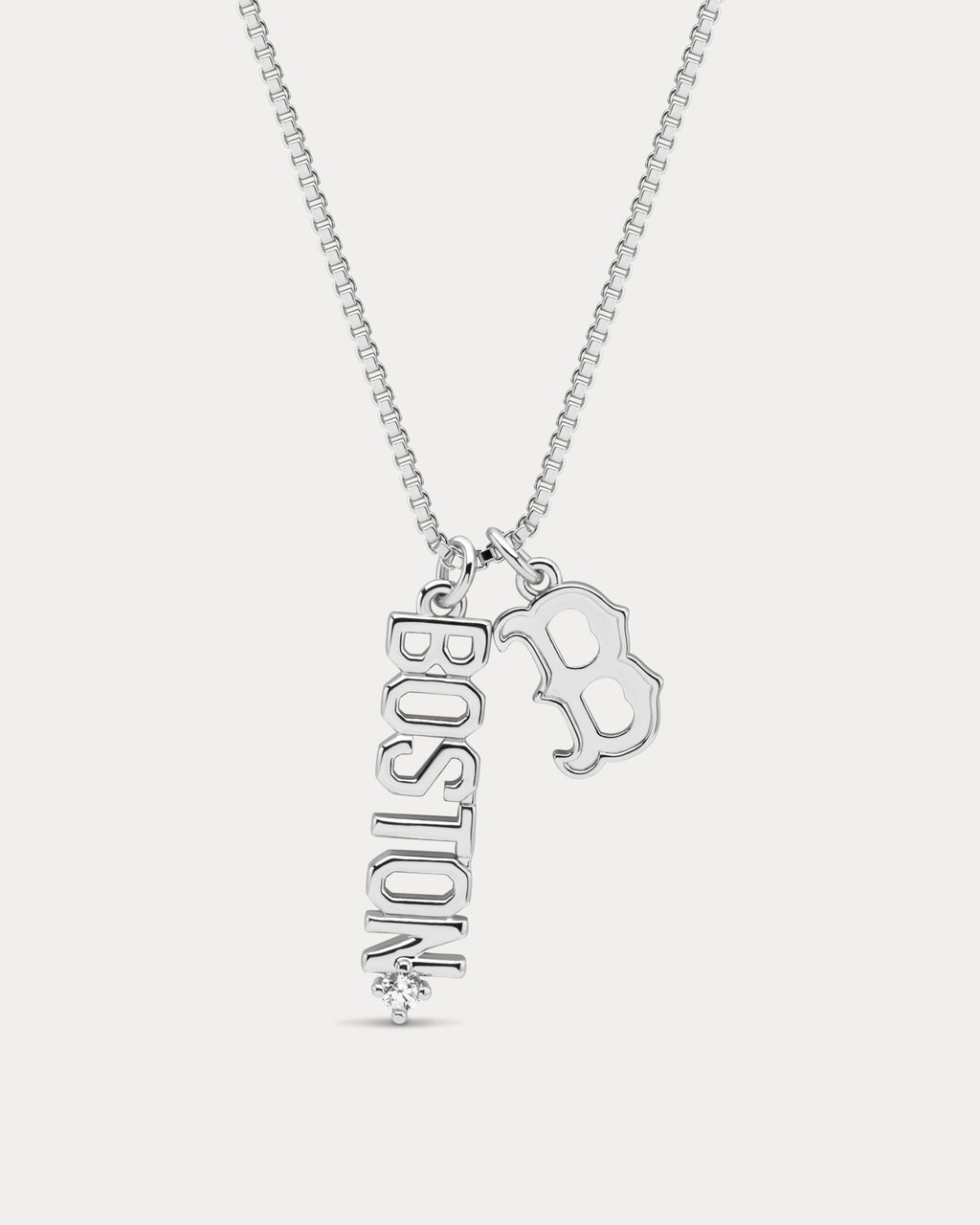 MLB Layered Nameplate Necklace in Silver — another angle