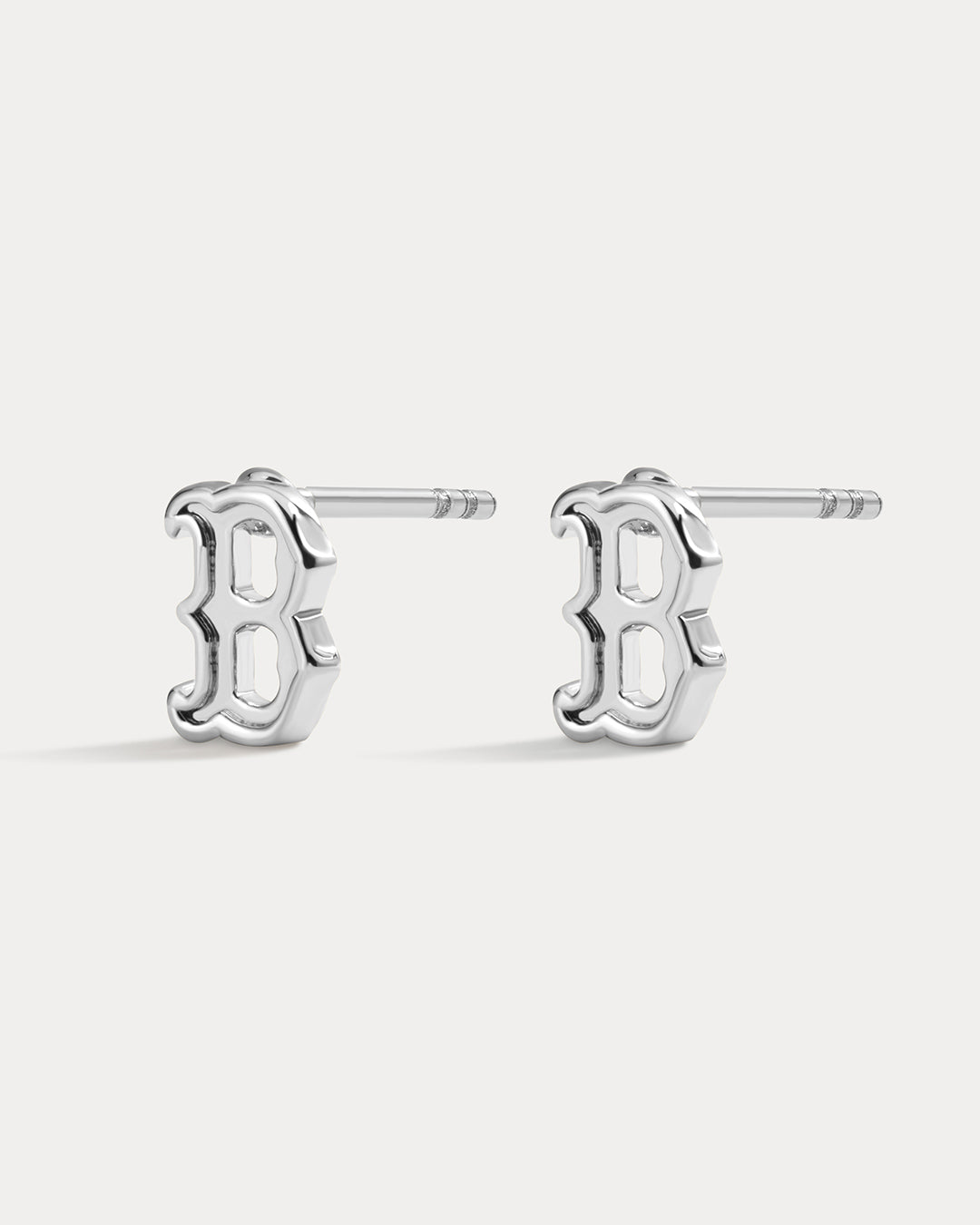 MLB Logo Studs in Silver — alternate angle 3