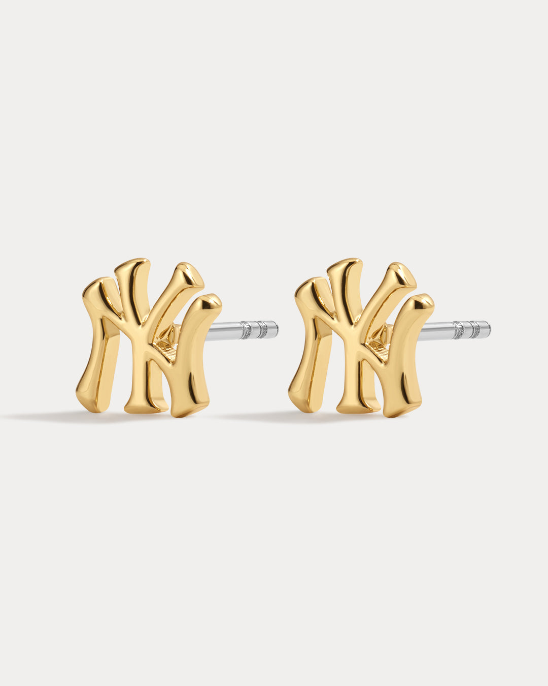 MLB Logo Studs in Gold — alternate angle 2