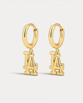 MLB Logo Charm Hoops in Gold