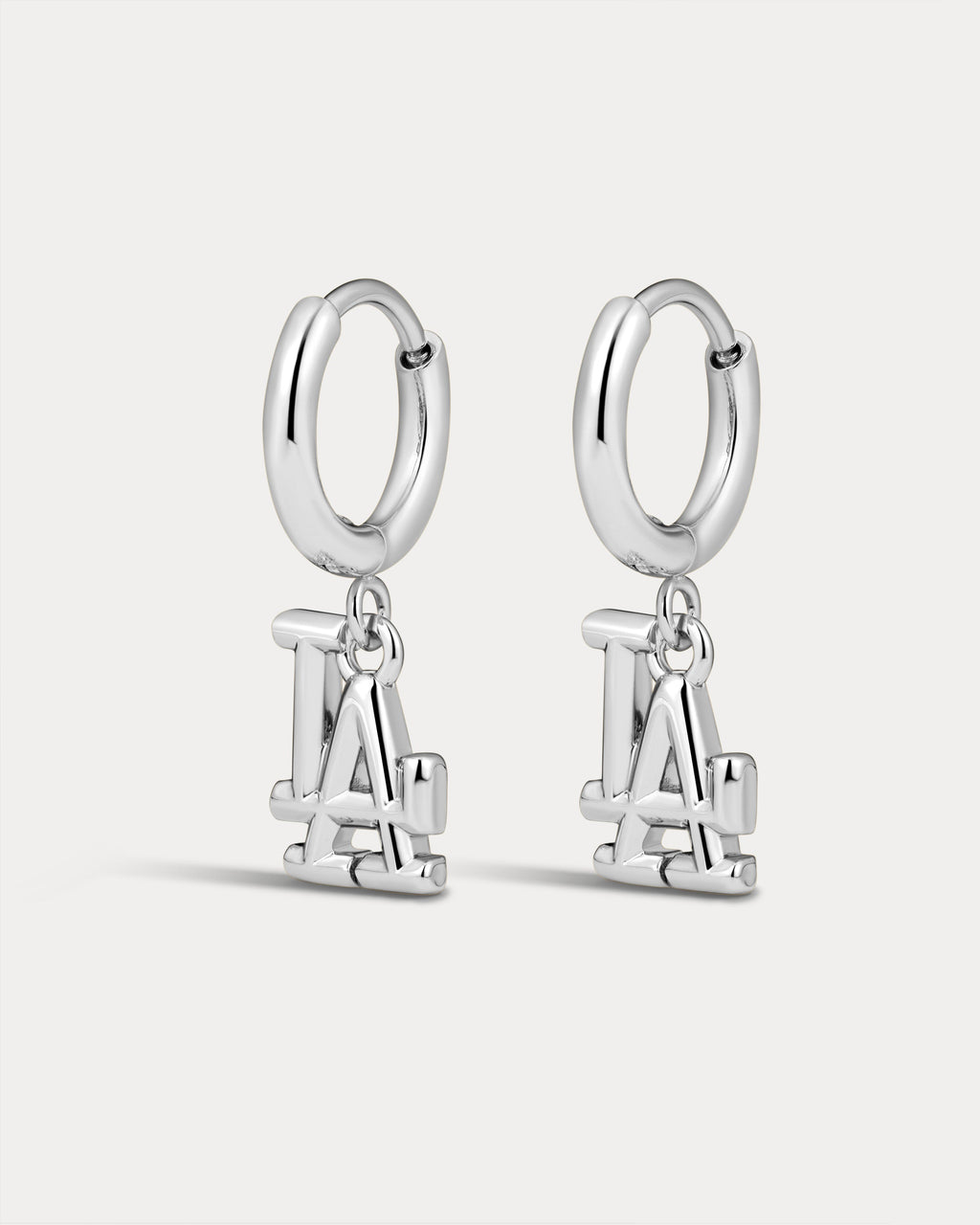 MLB Logo Charm Hoops in Silver — alternate view 3