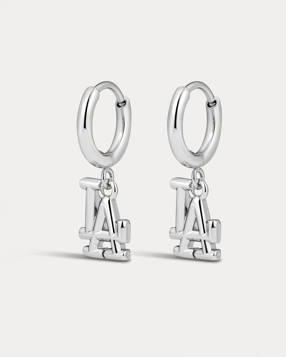 MLB Logo Charm Hoops in Silver — alternate view 3