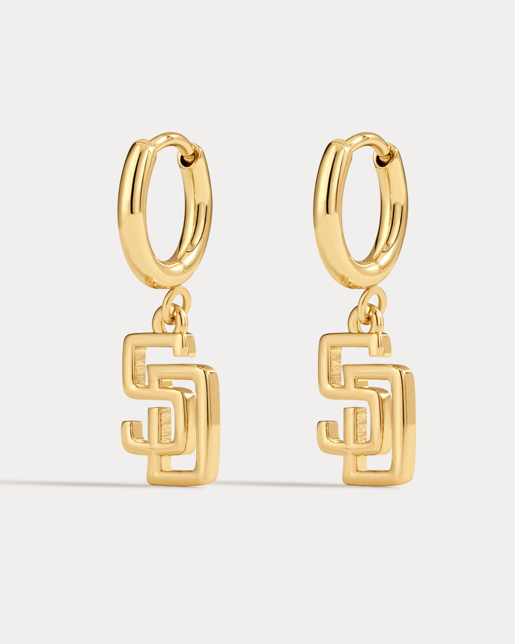 MLB Logo Charm Hoops in Gold — another angle