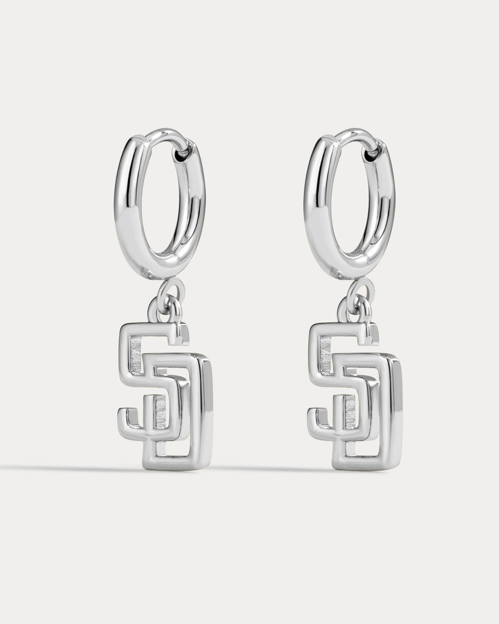 MLB Logo Charm Hoops in Silver — detail view 2