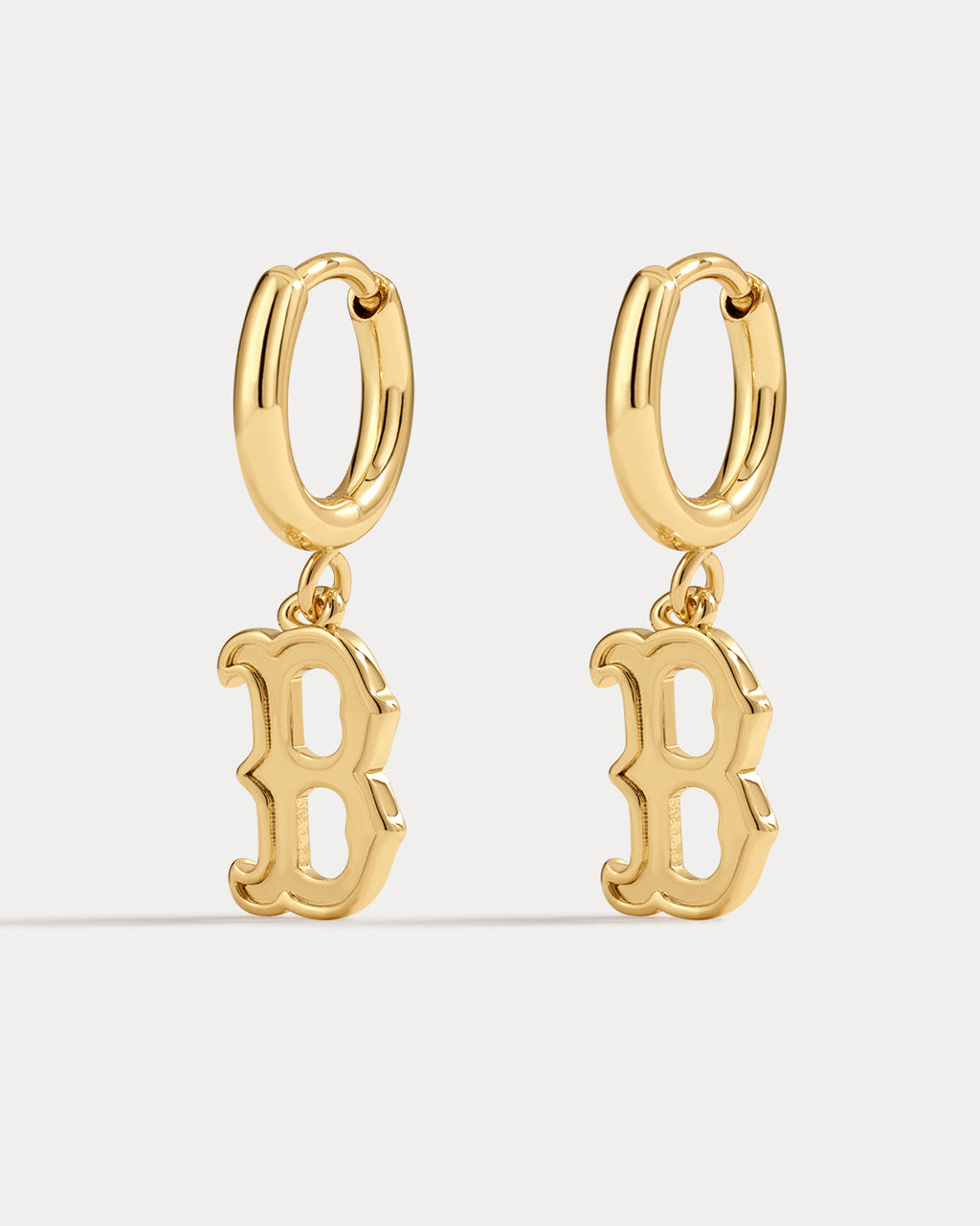 MLB Logo Charm Hoops in Gold — alternate angle