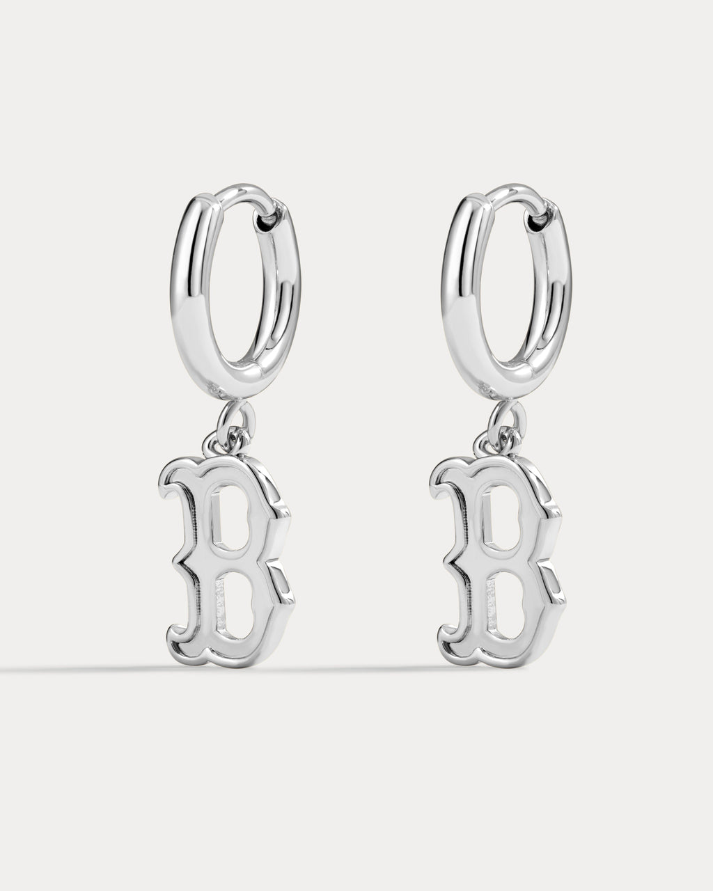 MLB Logo Charm Hoops in Silver — alternate angle 2