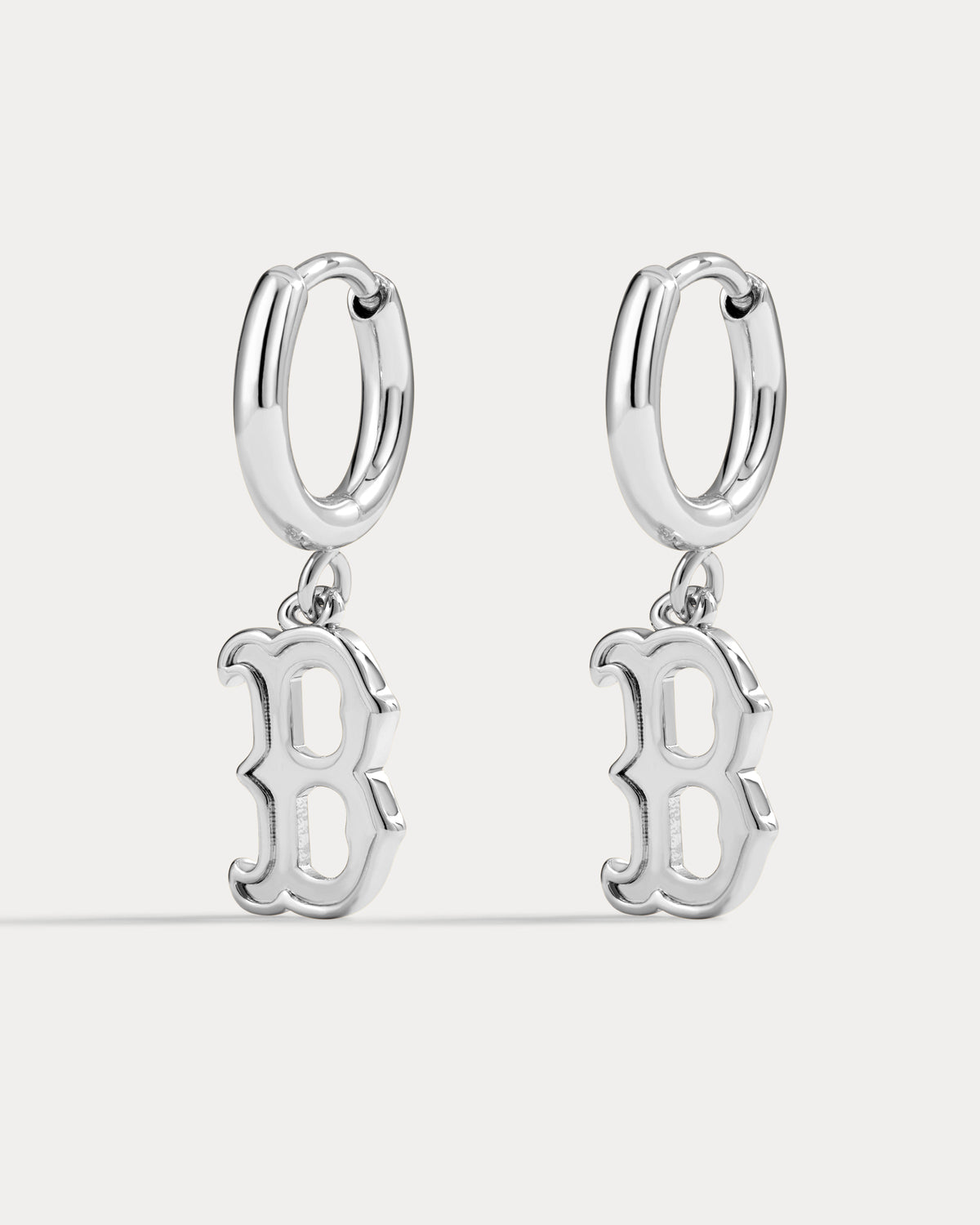 MLB Logo Charm Hoops in Silver — alternate angle 2