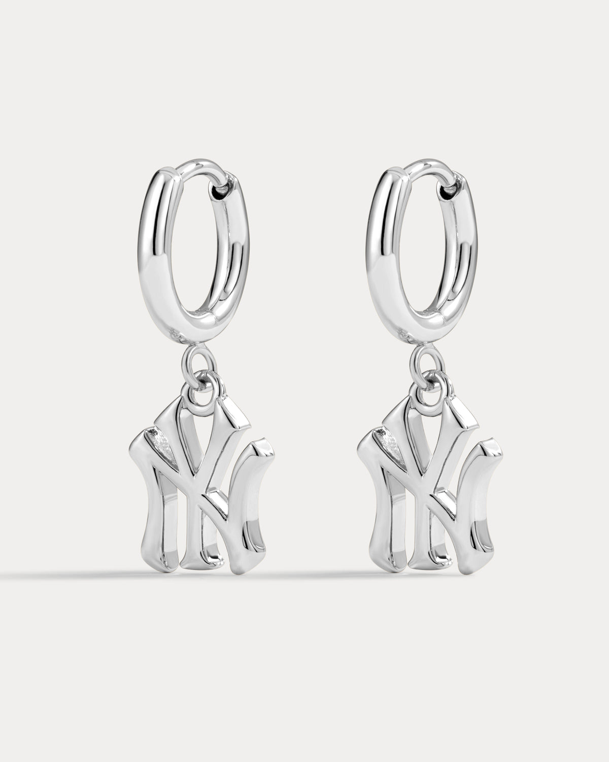 MLB Logo Charm Hoops in Silver — alternate view 2 2