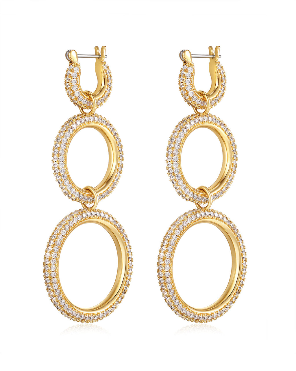Triple Pavé Hoops - Gold