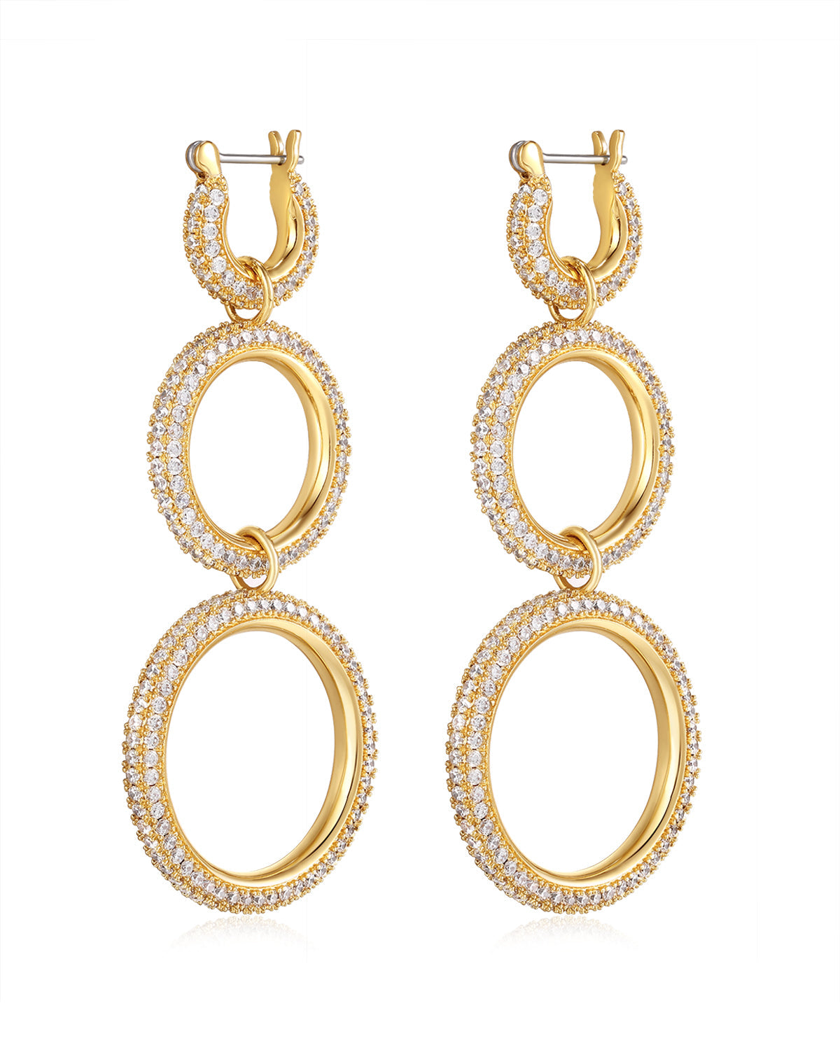 Triple Pavé Hoops - Gold