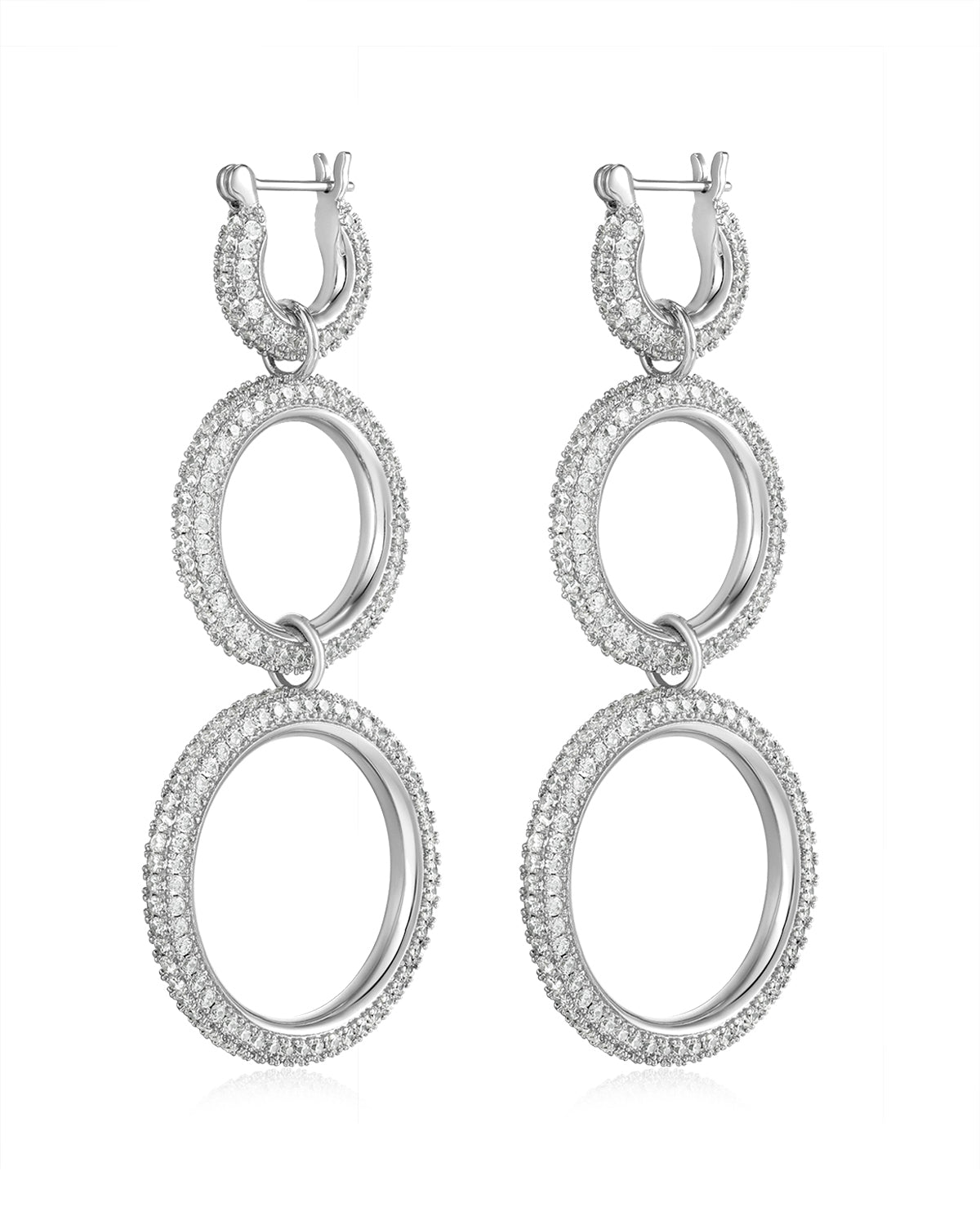 Triple Pavé Hoops - Silver