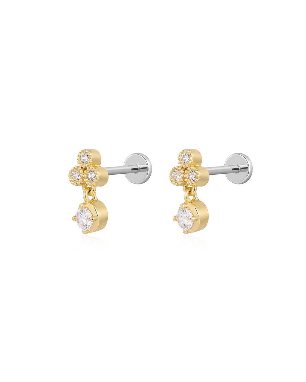 Trio Dangle Studs in Gold - Earrings