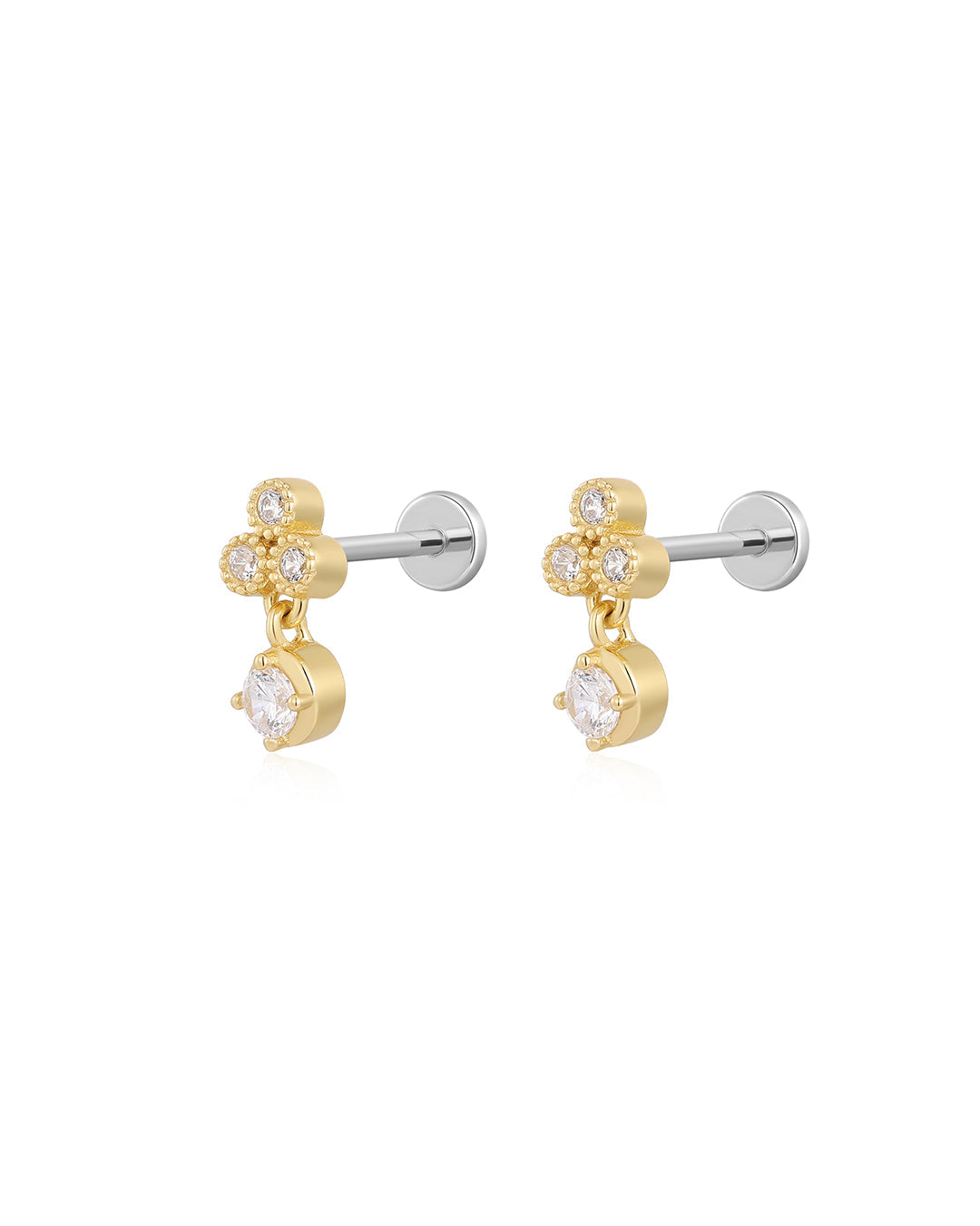 Trio Dangle Studs in Gold - Earrings