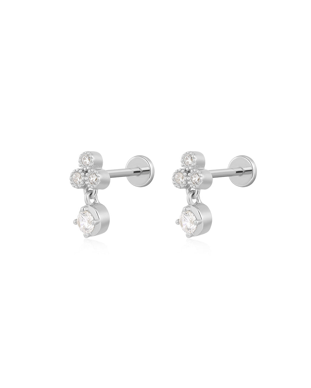 Trio Dangle Studs in Silver - Earrings — alternate view