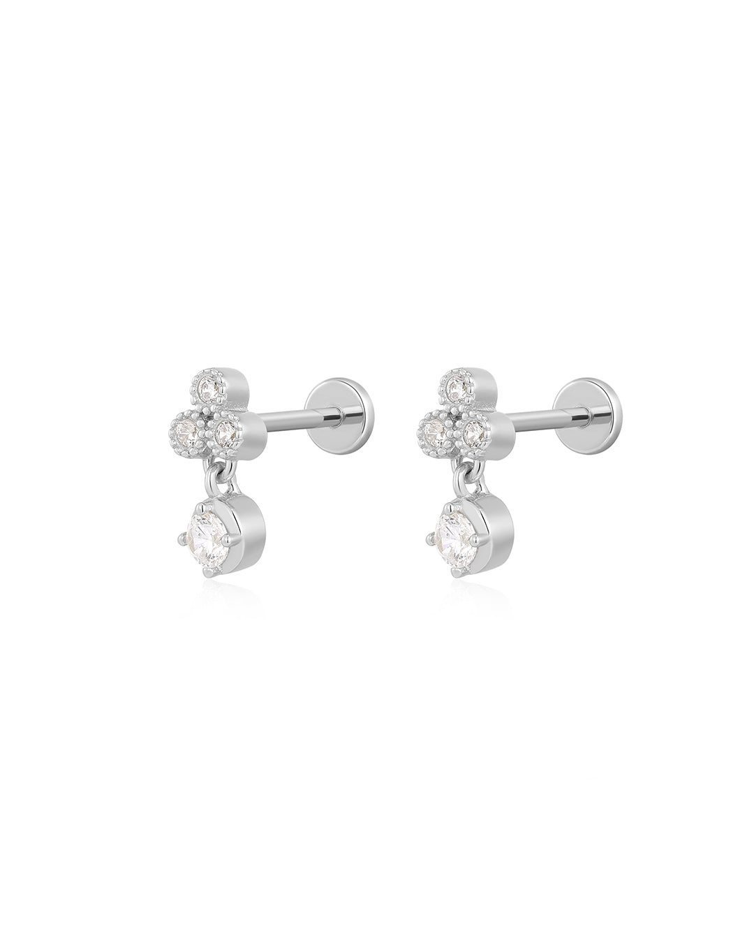 Trio Dangle Studs in Silver - Earrings — alternate view