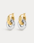 Two-Tone Interlock Hoops in Gold