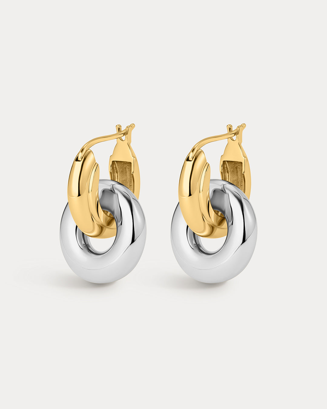 Two-Tone Interlock Hoops in Gold