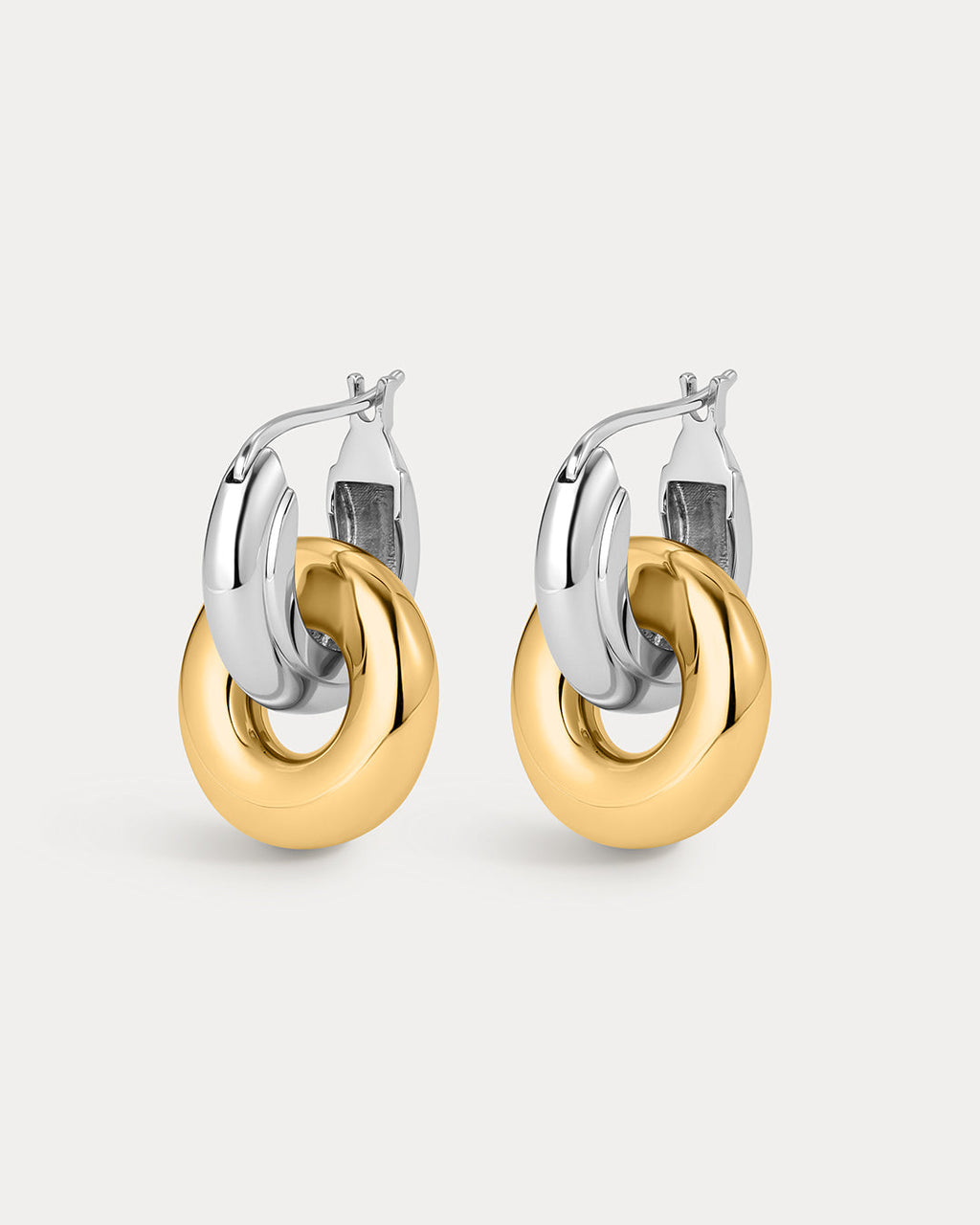 Two-Tone Interlock Hoops in Silver — alternate angle 2