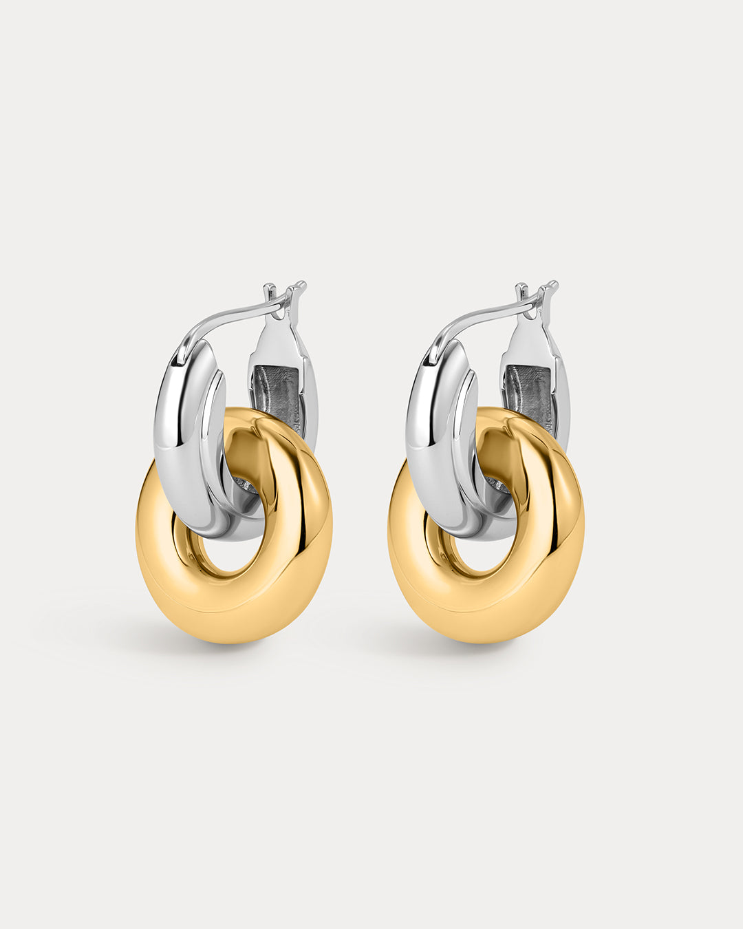 Two-Tone Interlock Hoops in Silver — alternate angle 2